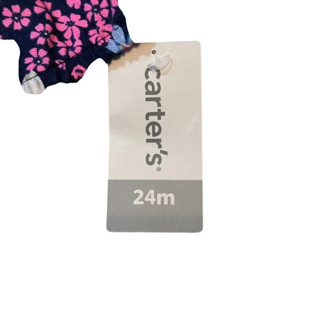 Carters Floral Navy Dress w/Panties 24 Mos Multi Long‎ Sleeves Baby Toddler NEW